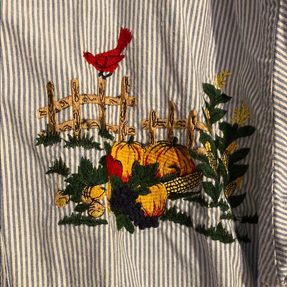 Fall/Halloween theme Striped Shirt with Embroidered design - Picture 3 of 6